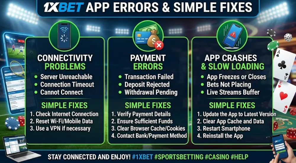 Mga Karaniwang Error sa 1xBet App at Mga Simpleng Pag-aayos